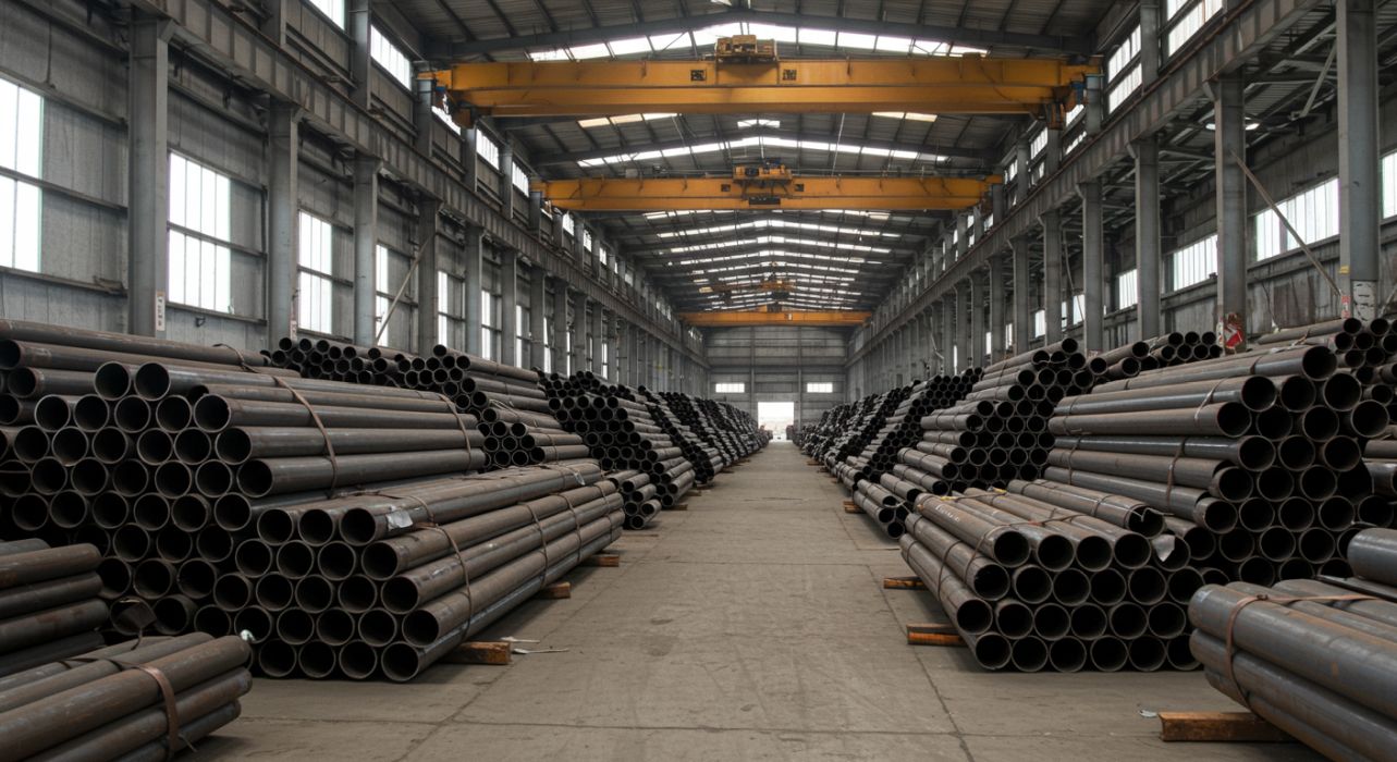 Endüstriyel makine imalatında kullanılan çelik borular.