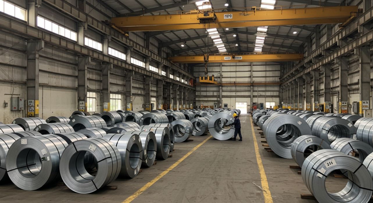 Otomotiv fabrikasında robotik kolların araç şasisi kaynaklaması.