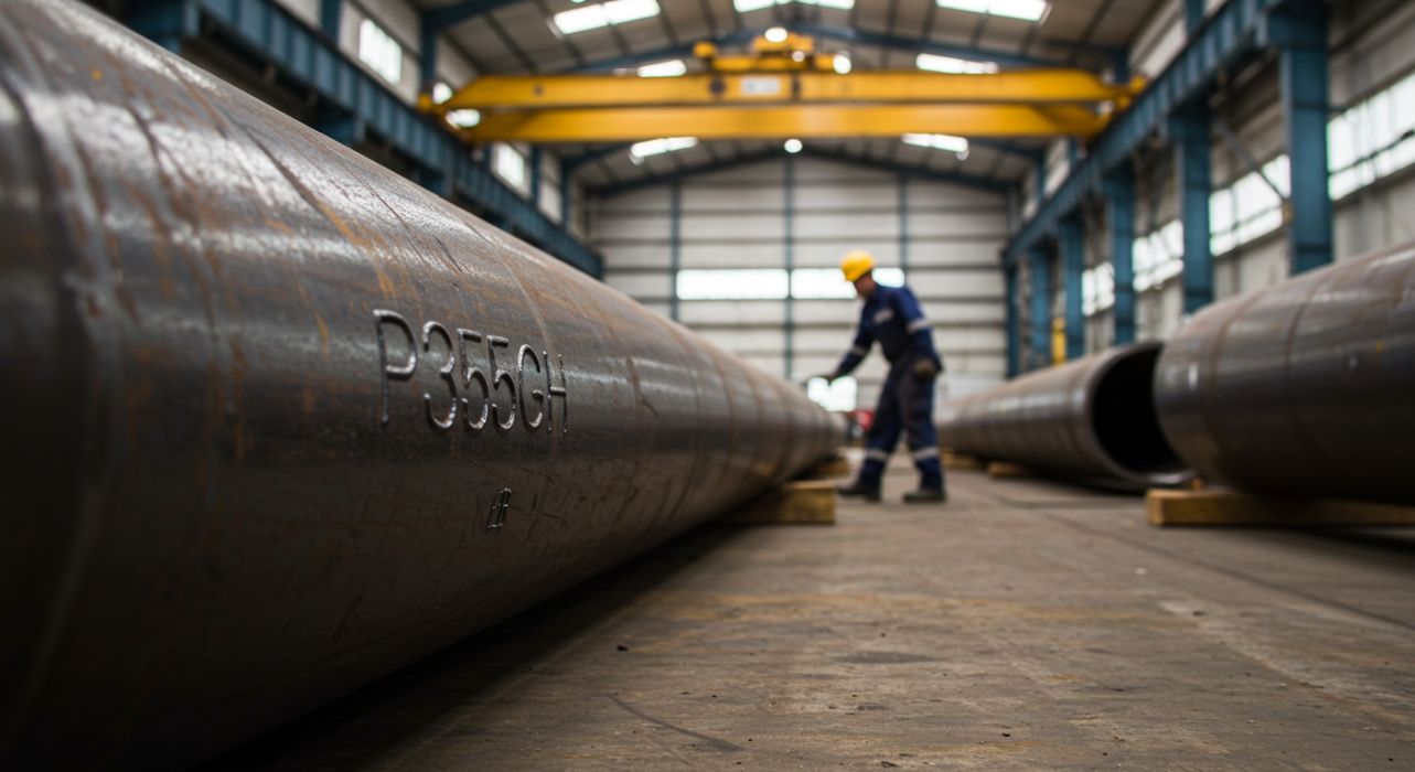Petrokimya tesisinde bulunan büyük sanayi boru hatları ve tanklar.