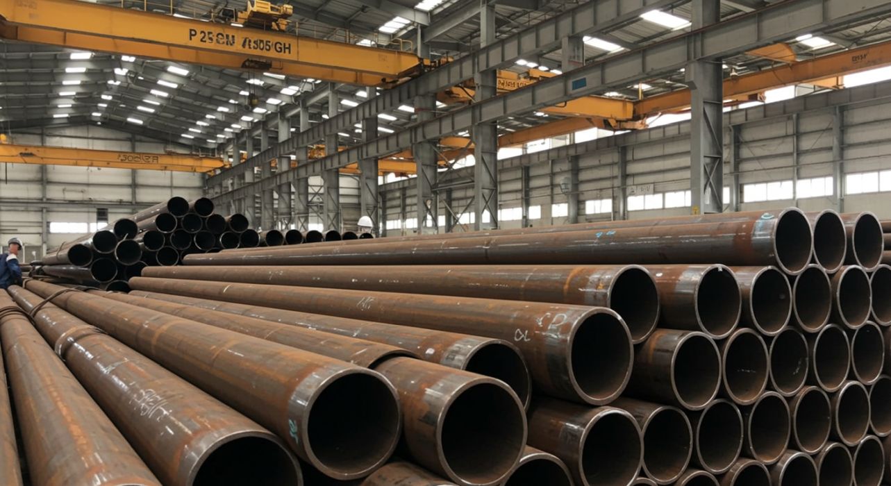 Enerji santralinde kullanılan büyük boru hatları ve kazanlar.
